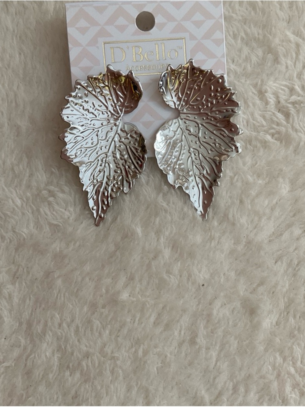 Silver Leaf Statement Earrings